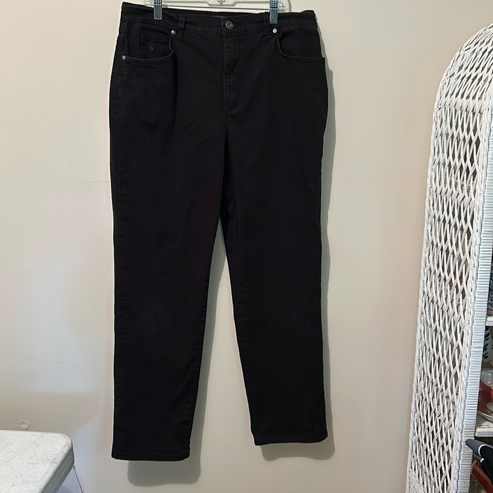 Gloria Vanderbilt Amanda Women’s Black Jeans Size 14 Detailed Pockets High Rise